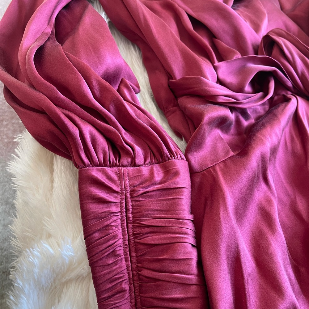 Zimmermann Wrap Dress in Burgundy size 0 - Picture 6 of 8